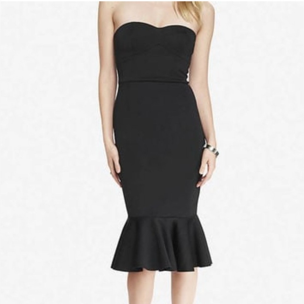Express scuba flounce dress- Black